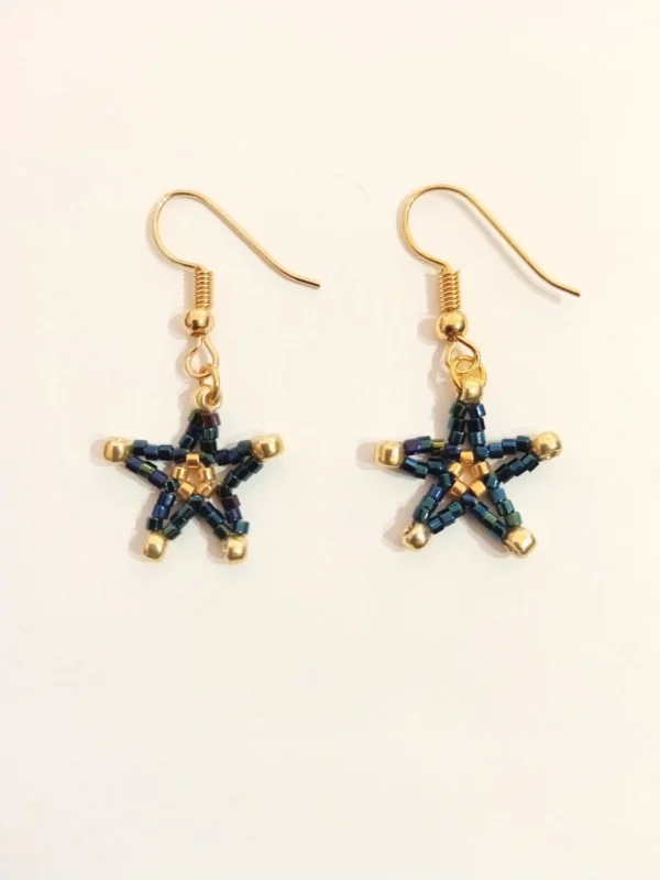 Earrings Lucky Star - Kanas By July D - dark blue