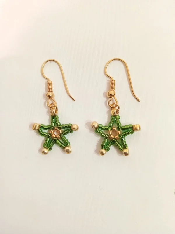 Earrings Lucky Star - Kanas By July D - green