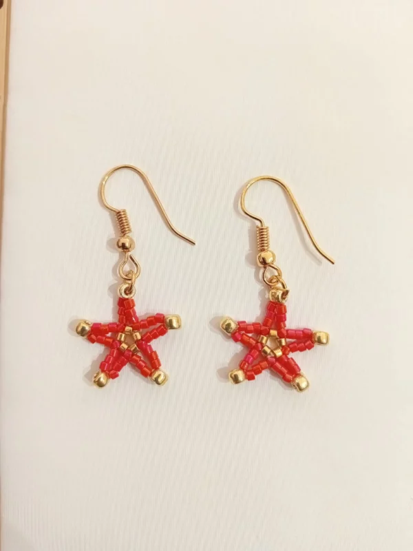 Earrings Lucky Star - Kanas By July D - red