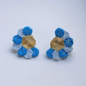 Handmade blue flower bead earrings